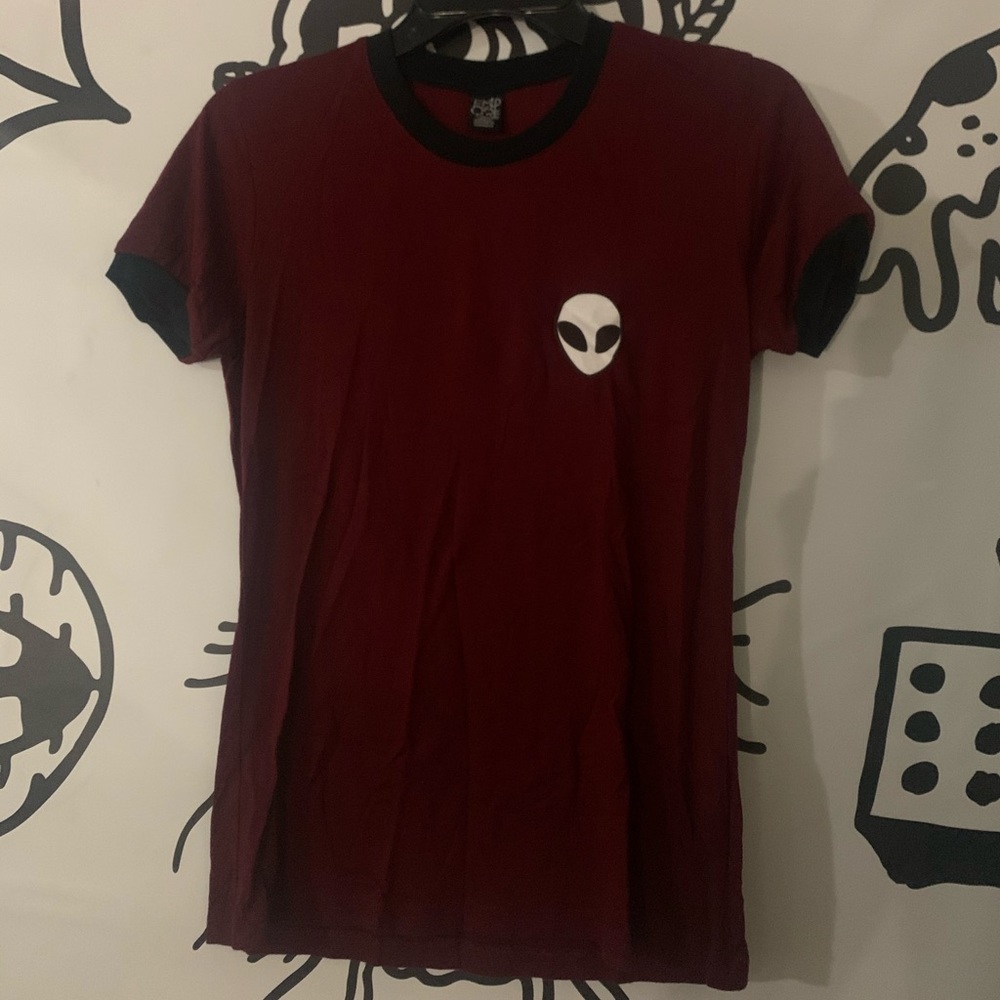 Burgundy alien T-shirt